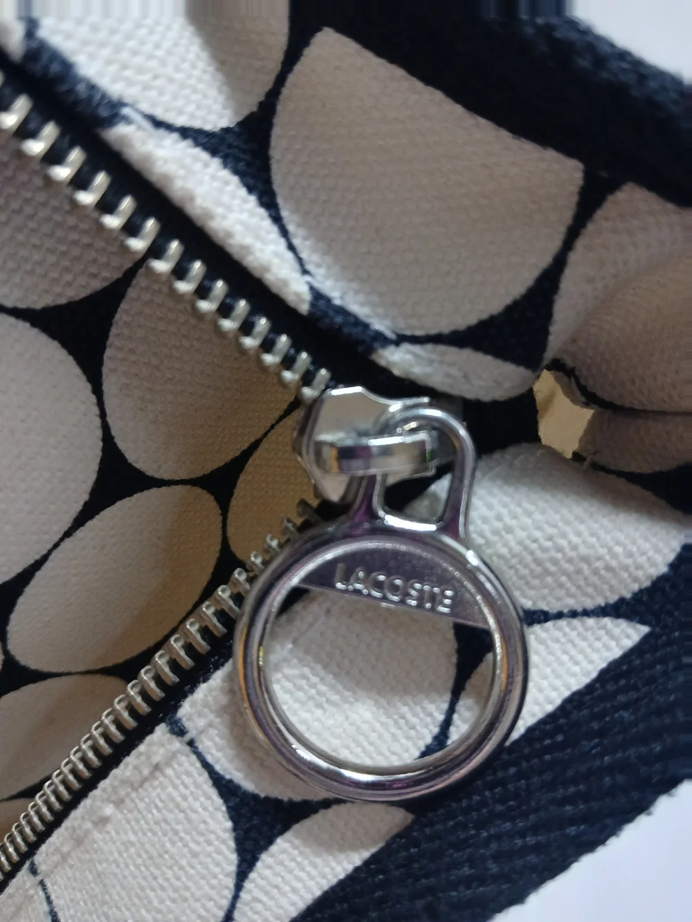 Lacoste Polka Dot Canvas Mini Tote Bag in White and Black